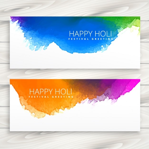 Vector gratuito banners de acuarela de feliz holi