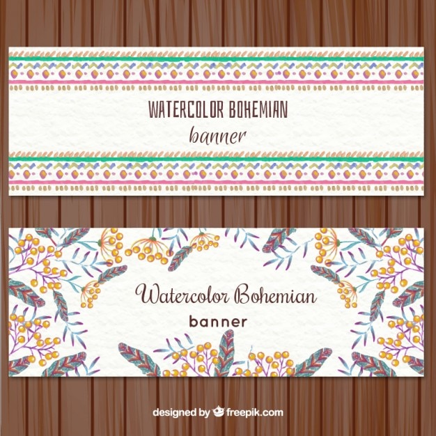 Vector gratuito banners de acuarela geométricos y florales