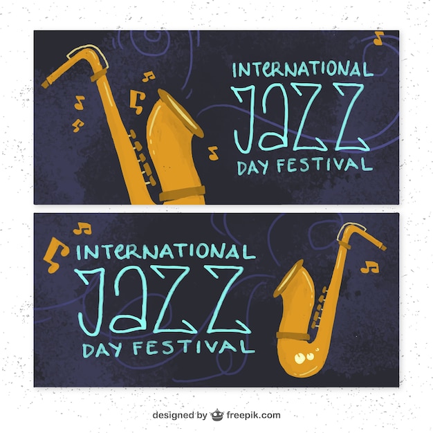 Banners de acuarela retro de jazz