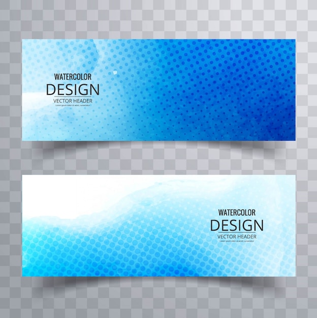 Vector gratuito banners con acuarelas azules