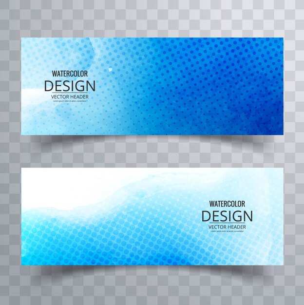 Banners con acuarelas azules 