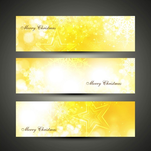 Vector gratuito banners amarillos de navidad con estrellas