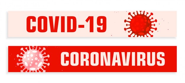 Banners anchos de coronavirus Covid19 en tonos rojos