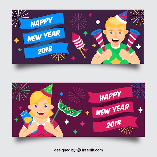 Vector gratuito banners de año nuevo 2018