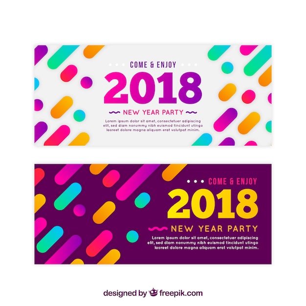 Vector gratuito banners de año nuevo 2018