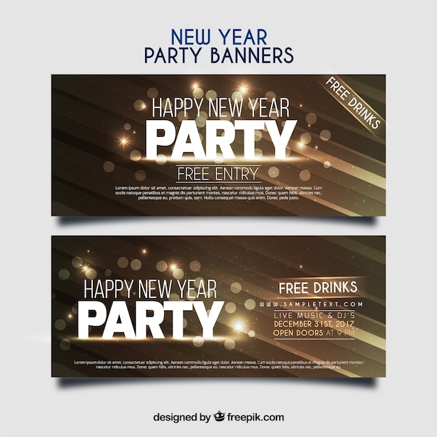 Vector gratuito banners de año nuevo brillantes