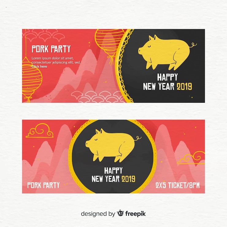 Vector gratuito banners de año nuevo chino