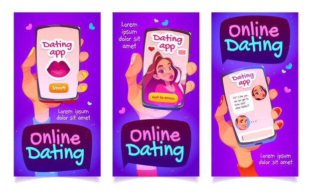 Banners de aplicaciones de citas de estilo de dibujos animados