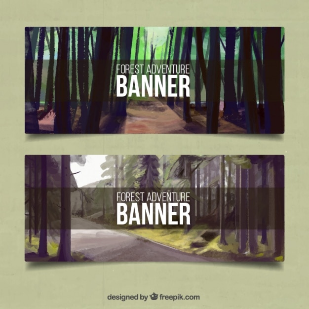 Vector gratuito banners de aventuras forestales