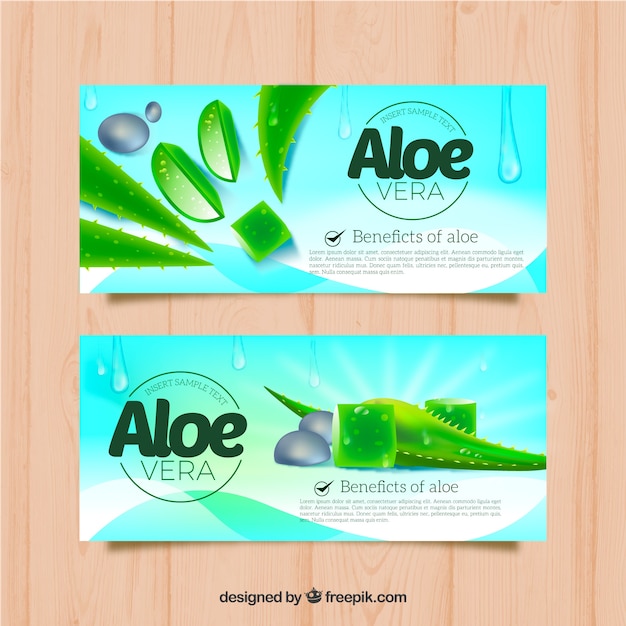 Vector gratuito banners azul de aloe vera