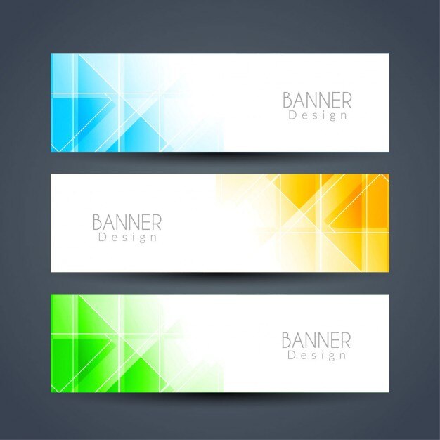 Banners azul, verde y amarillo