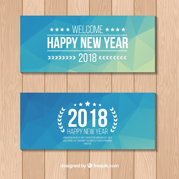 Banners azules para año nuevo 2018