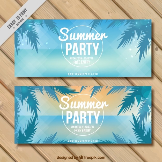 Vector gratuito banners azules de fiesta veraniega