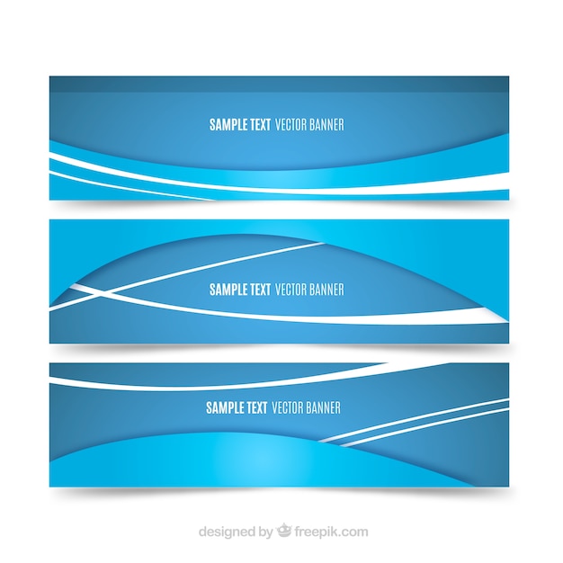 Banners azules con ondas
