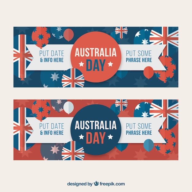 Banners azules y rojos listos para el día de australia