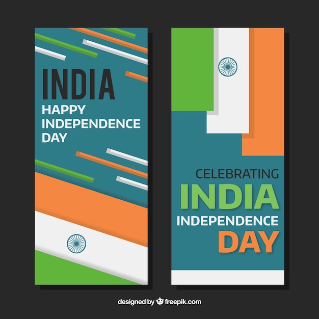 Vector gratuito banners de banderas de india en diseño plano