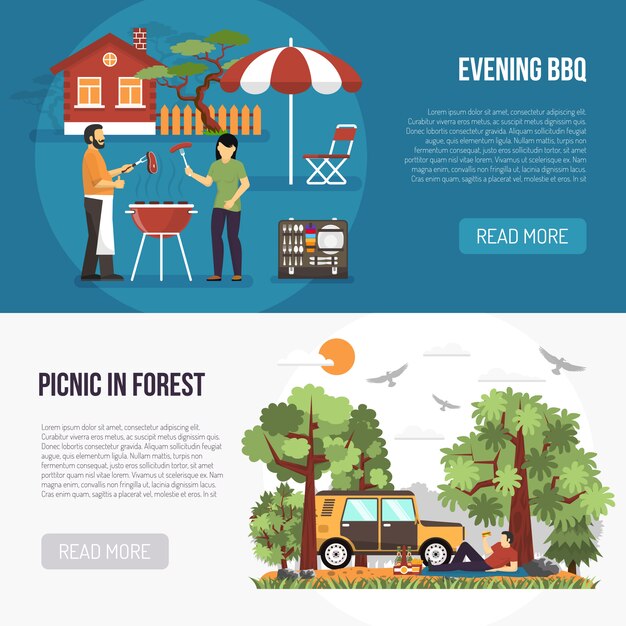 Banners de barbacoa y picnic