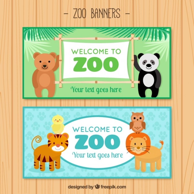 Banners de bienvenido al zoo de simpáticos animales