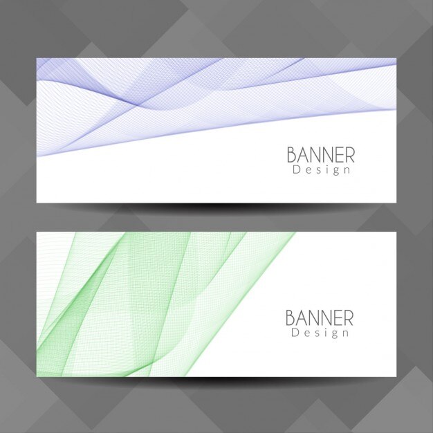 Banners blancos con olas abstractas