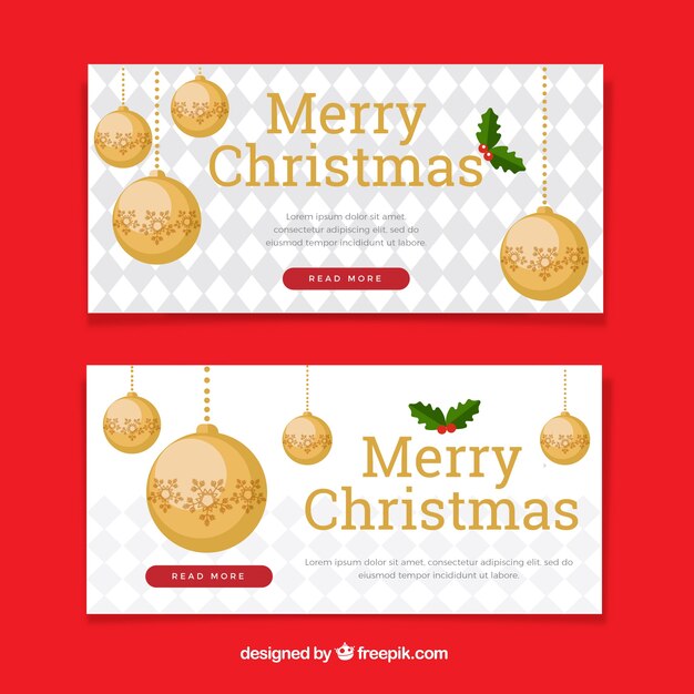 Banners de bolas doradas de navidad