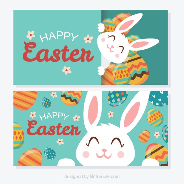 Banners de bonito conejito de pascua feliz 