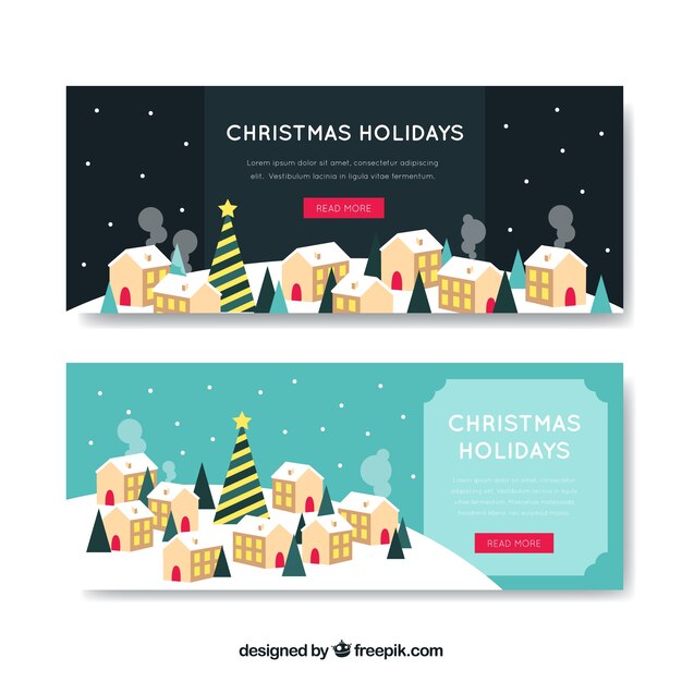 Banners de bonito pueblo navideño 