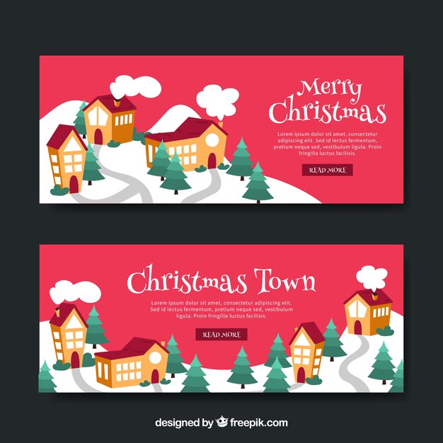 Banners de bonito pueblo navideño