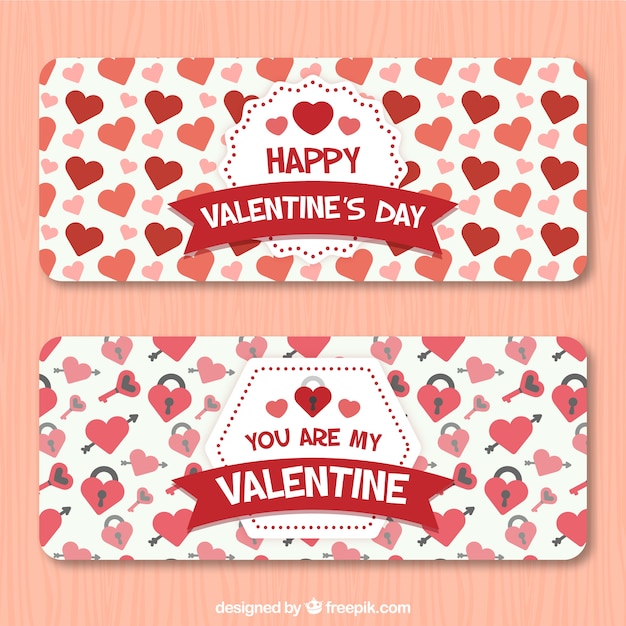 Banners bonitos con corazones para el día de san valentín