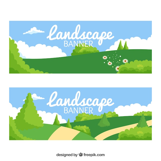 Vector gratuito banners de bonitos paisajes verdes