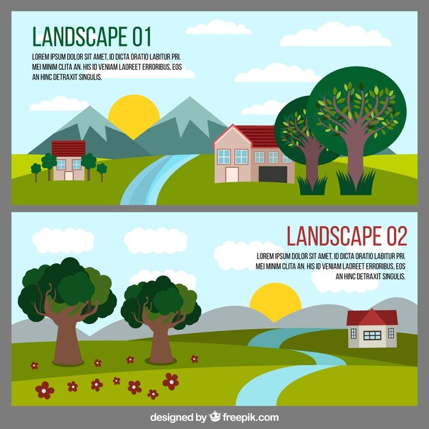 Banners de bonitos paisajes