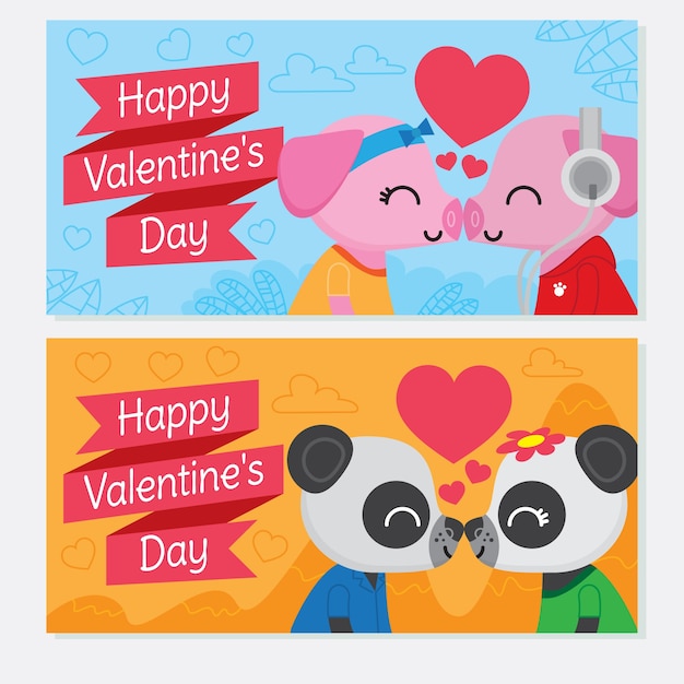 Banners bonitos de parejas besándose para el día de san valentín