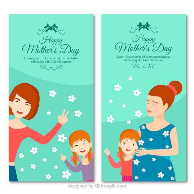 Banners bonitos planos para el día de la madre