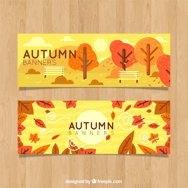 Banners de bosque en otoño