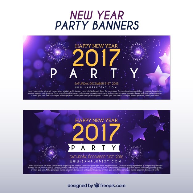 Banners brillantes púrpura de fiesta de año nuevo