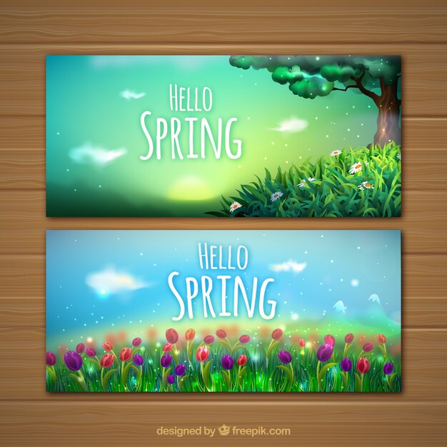 Banners brillosos de primavera