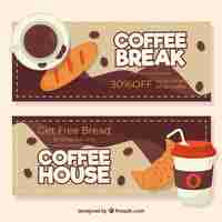 Vector gratuito banners de café con descuentos