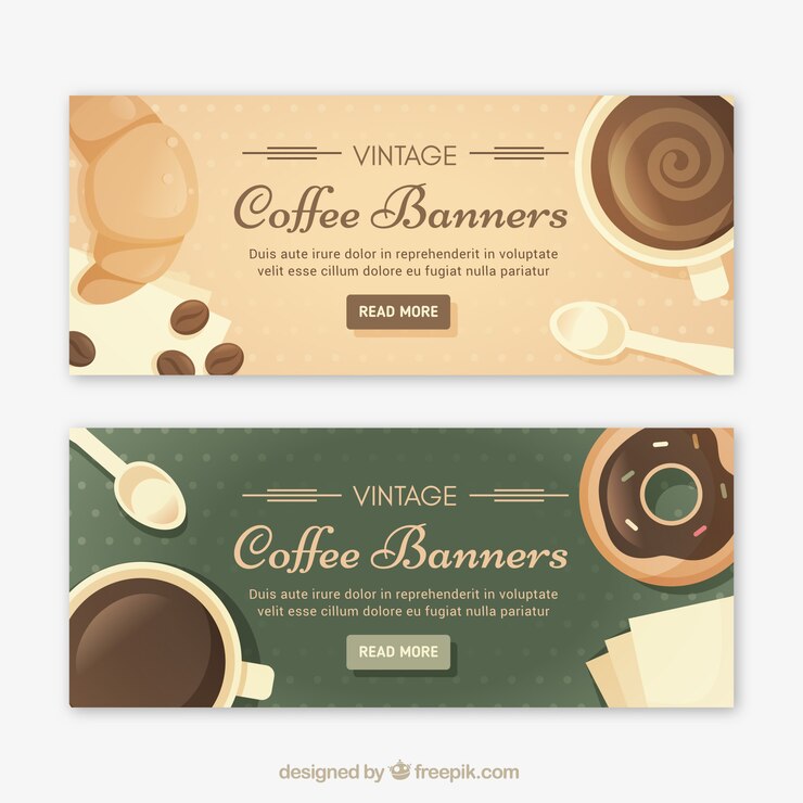 Vector gratuito banners de café en estilo vintage 