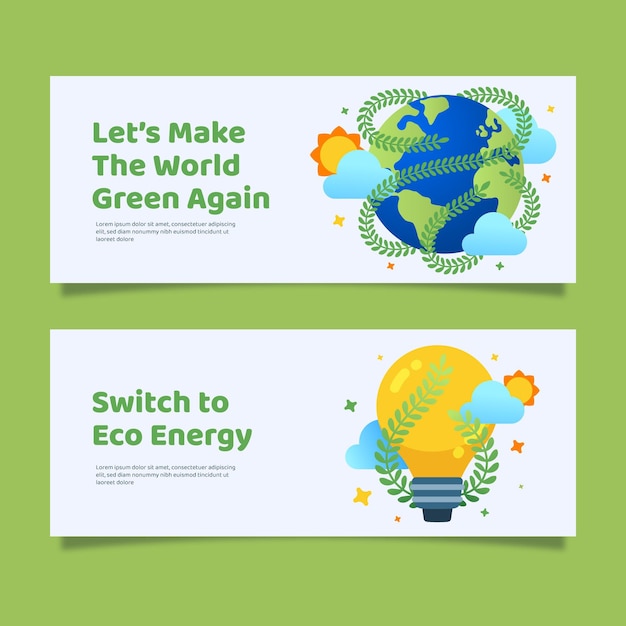 Banners de cambio climático de diseño plano