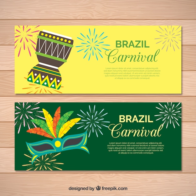 Banners de carnaval de brasil en diseño plano