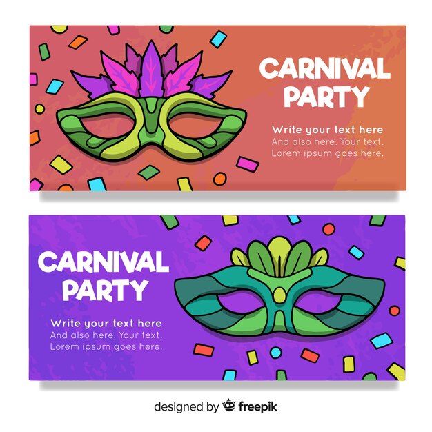 Banners de carnaval dibujados a mano