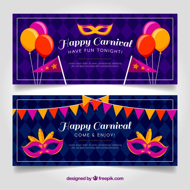 Banners de carnaval morados