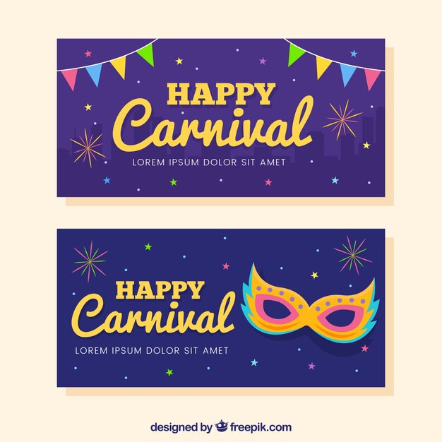 Banners de carnaval morados