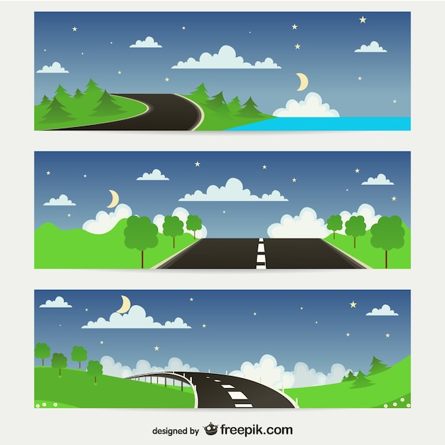 Vector gratuito banners de carreteras