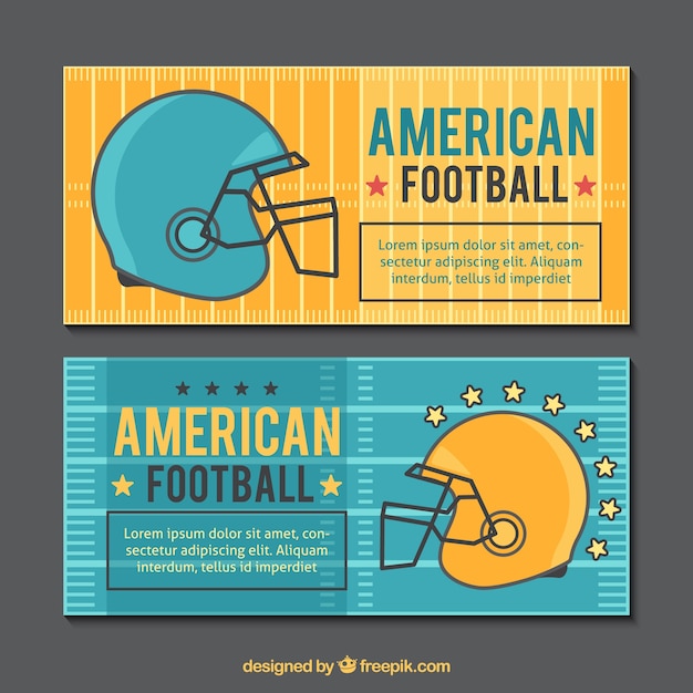 Vector gratuito banners con casco de fútbol americano