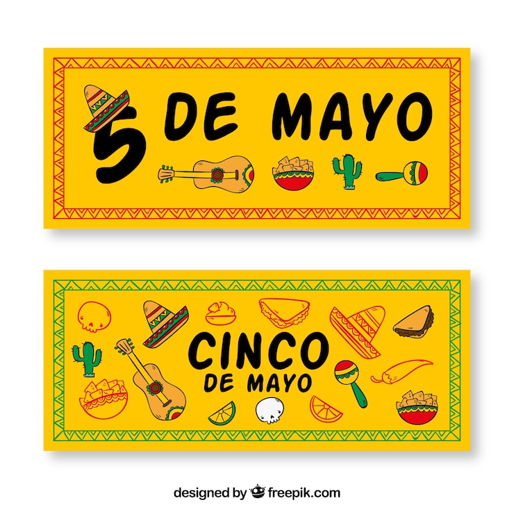 Vector gratuito banners de celebración de cinco de mayo 