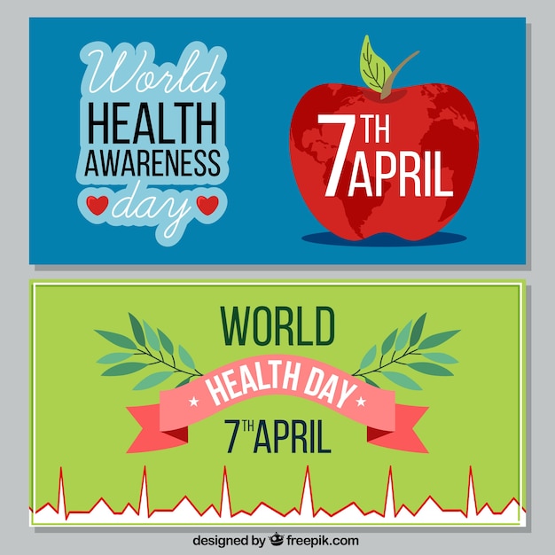 Banners de celebración del día mundial de la salud