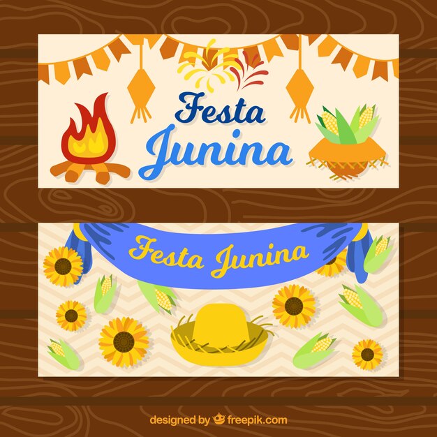 Banners de celebración de festa junina 