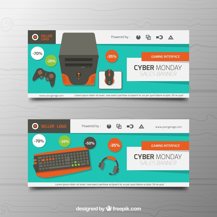 Vector gratuito banners del ciberlunes con descuentos especiales