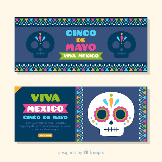 Banners del cinco de mayo dibujados a mano