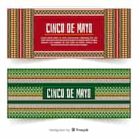 Vector gratuito banners del cinco de mayo en diseño plano